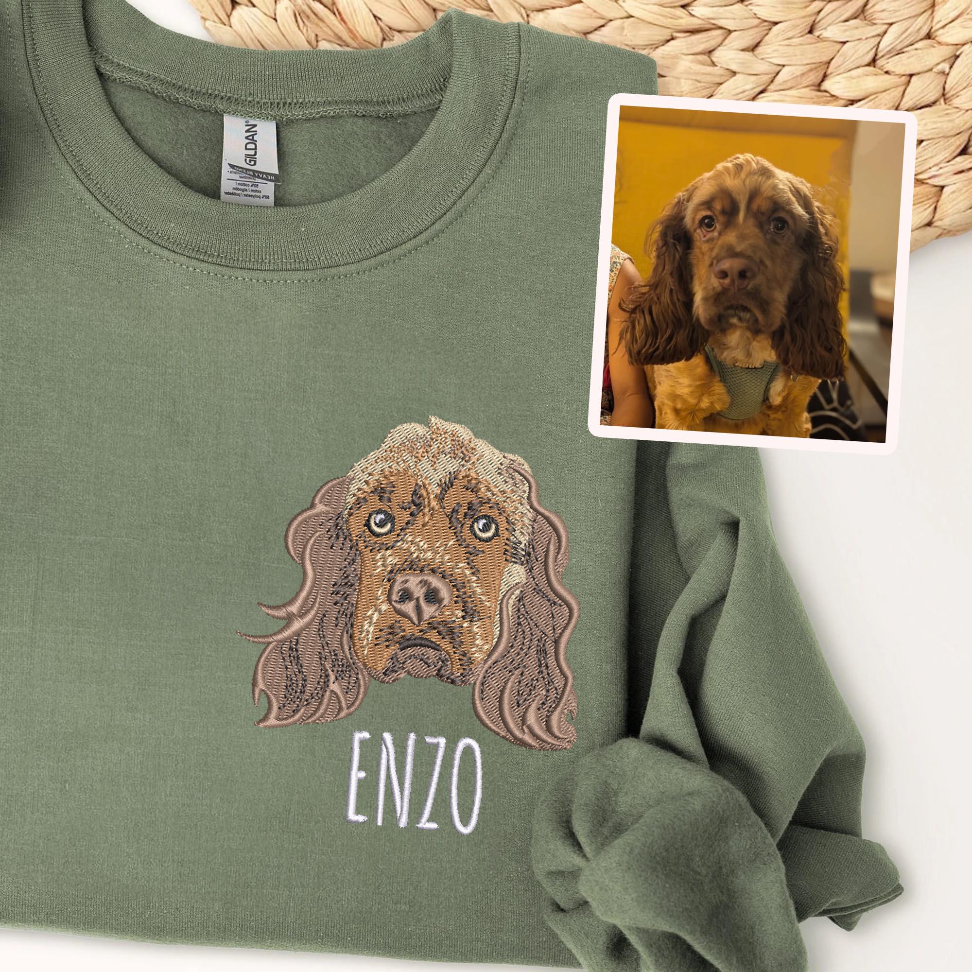 Custom Embroidered Pet Sweatshirt – Personalized Pet Face Sweatshirt from Your Photo, Gift for Dog Lovers
