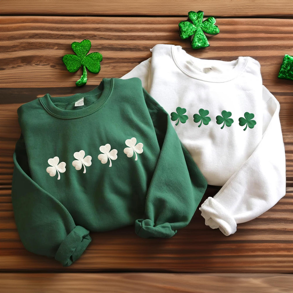 Embroidered Irish Shamrock St. Patrick’s Day Crewneck Sweatshirt – Irish Shamrock Sweatshirt, St. Patrick’s Day Hoodie
