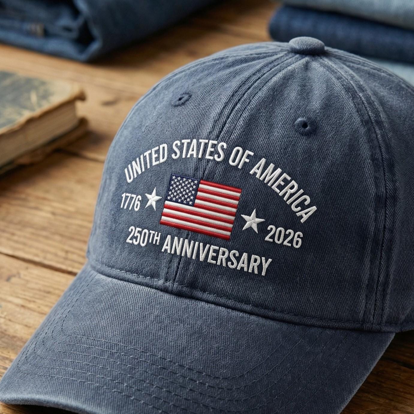 250th Anniversary USA Embroidered Baseball Hat, Patriotic American Flag Cap, 1776–2026 Semiquincentennial Hat, 4th of July Veteran Gift, Gift for Dad