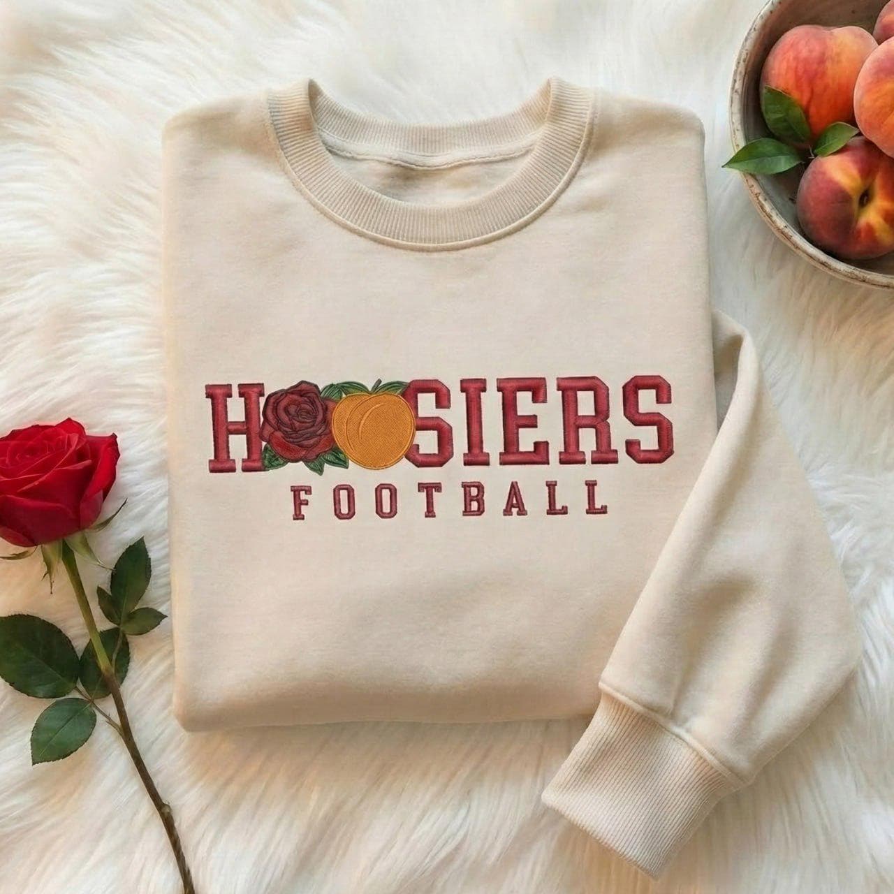 Embroidered Indiana Rose Peach Bowl 2026 Shirt & Sweatshirt, Trendy Game Day Apparel, Indiana Football Fan Hoodie, Unisex Tee, College Football Gift