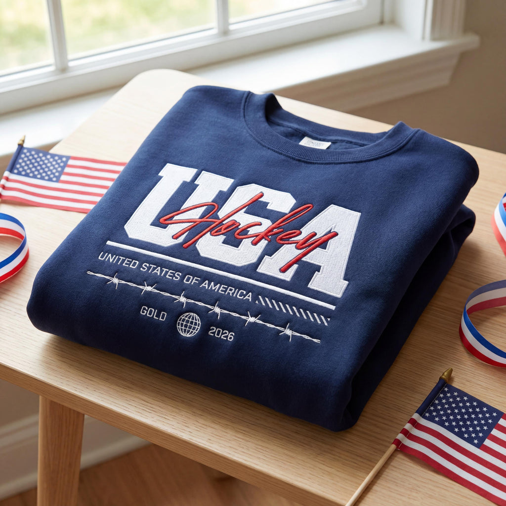 Embroidered USA Hockey Vintage Gold Medal Champions 2026 sweatshirt, Backyard Ice Ponds & Grit,Ice Hockey Lover Unisex Graphic Tee