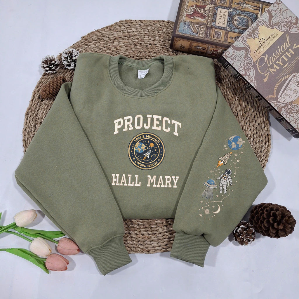 Embroidered Project Hail Mary Sweatshirt, Sci-Fi Crewneck for Book Lovers, Cozy Reader Gift