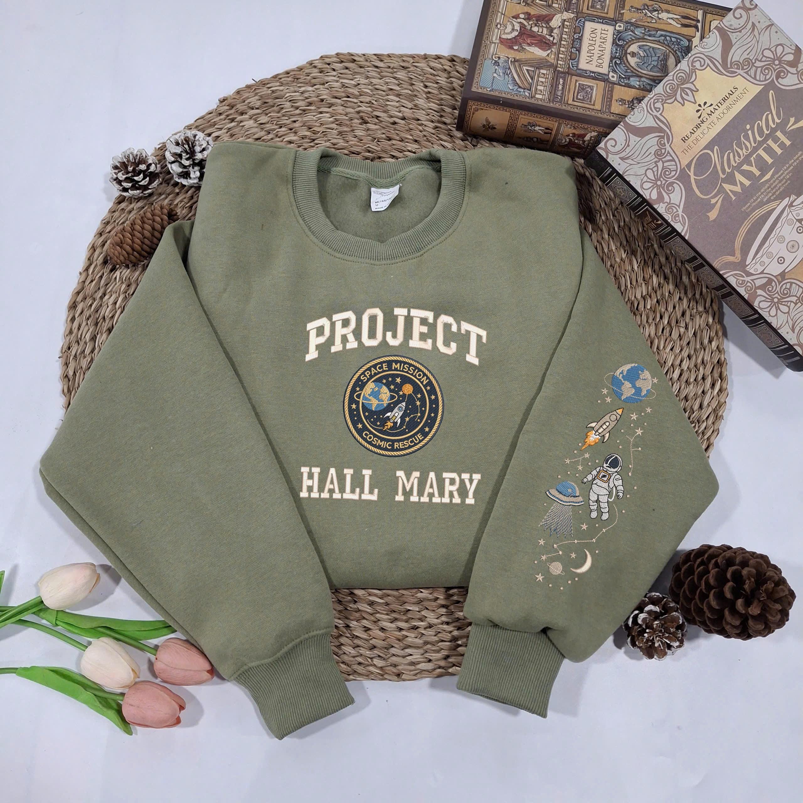 Embroidered Project Hail Mary Sweatshirt, Sci-Fi Crewneck for Book Lovers, Cozy Reader Gift