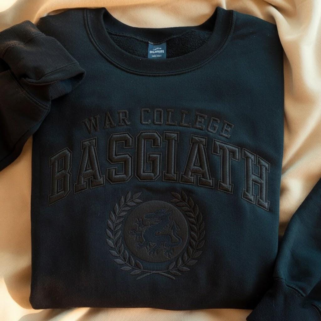 Embroidered Fourth Wing Tone On Tone Sweatshirt, Basgiath War College Dragon Rider, Dragon Book Lover Shirt