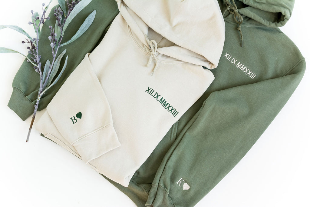 Anniversary Custom Embroidered Roman Numeral Hoodie, Anniversary Gift for Him, Couples Gift, Valentines Gift, Christmas Gift for Him