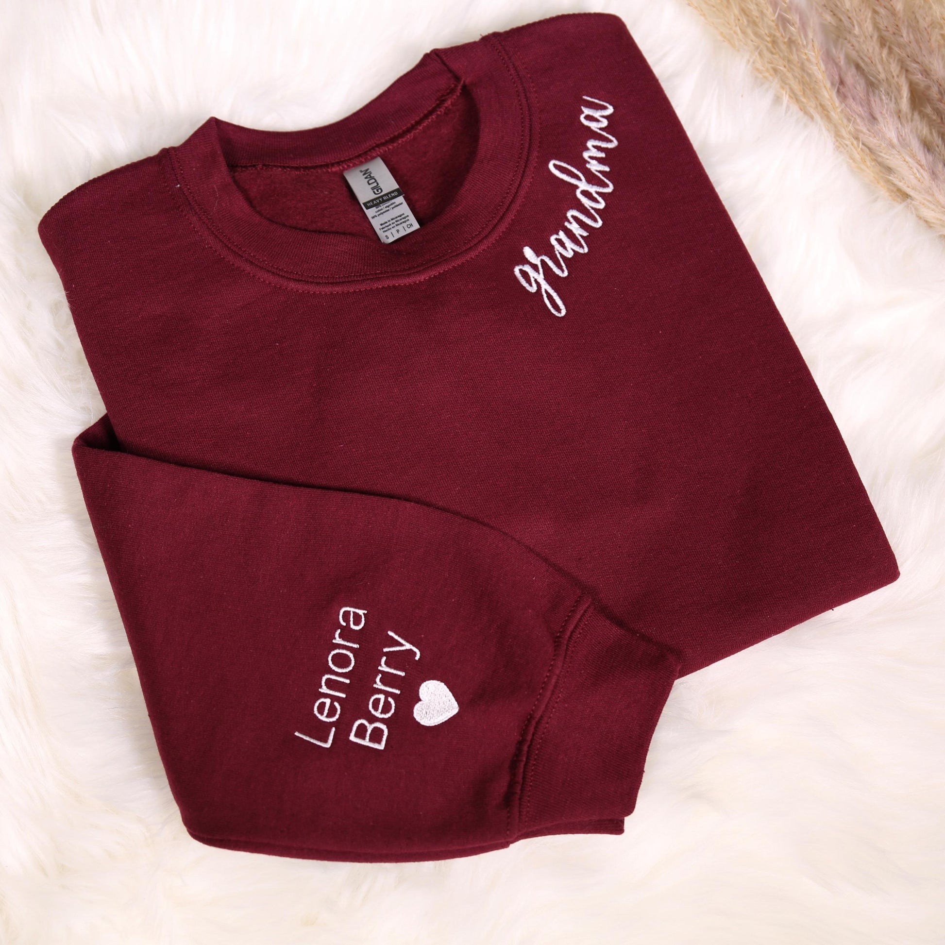 Custom Grandma Embroidery Sweatshirt With Grandkids Name On Sleeve, Personalized New Grammy Minimalist Hoodie, Grandmother Birthday Gifts