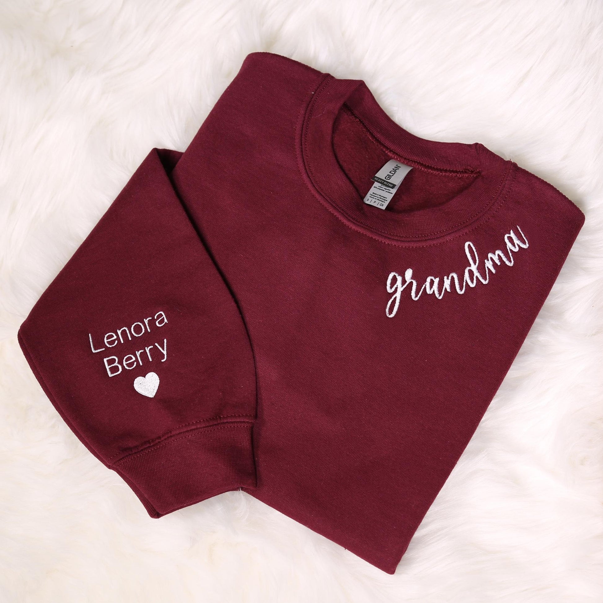 Custom Grandma Embroidery Sweatshirt With Grandkids Name On Sleeve, Personalized New Grammy Minimalist Hoodie, Grandmother Birthday Gifts