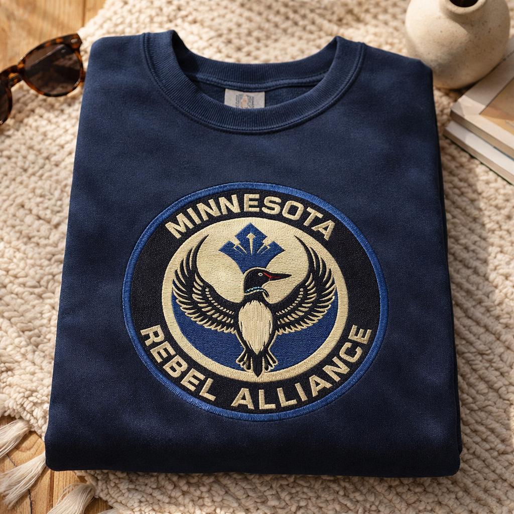 Embroidered Minnesota Rebel Alliance Sweatshirt – MN Loon Bird Protest Graphic, Social Justice & Human Rights Tee