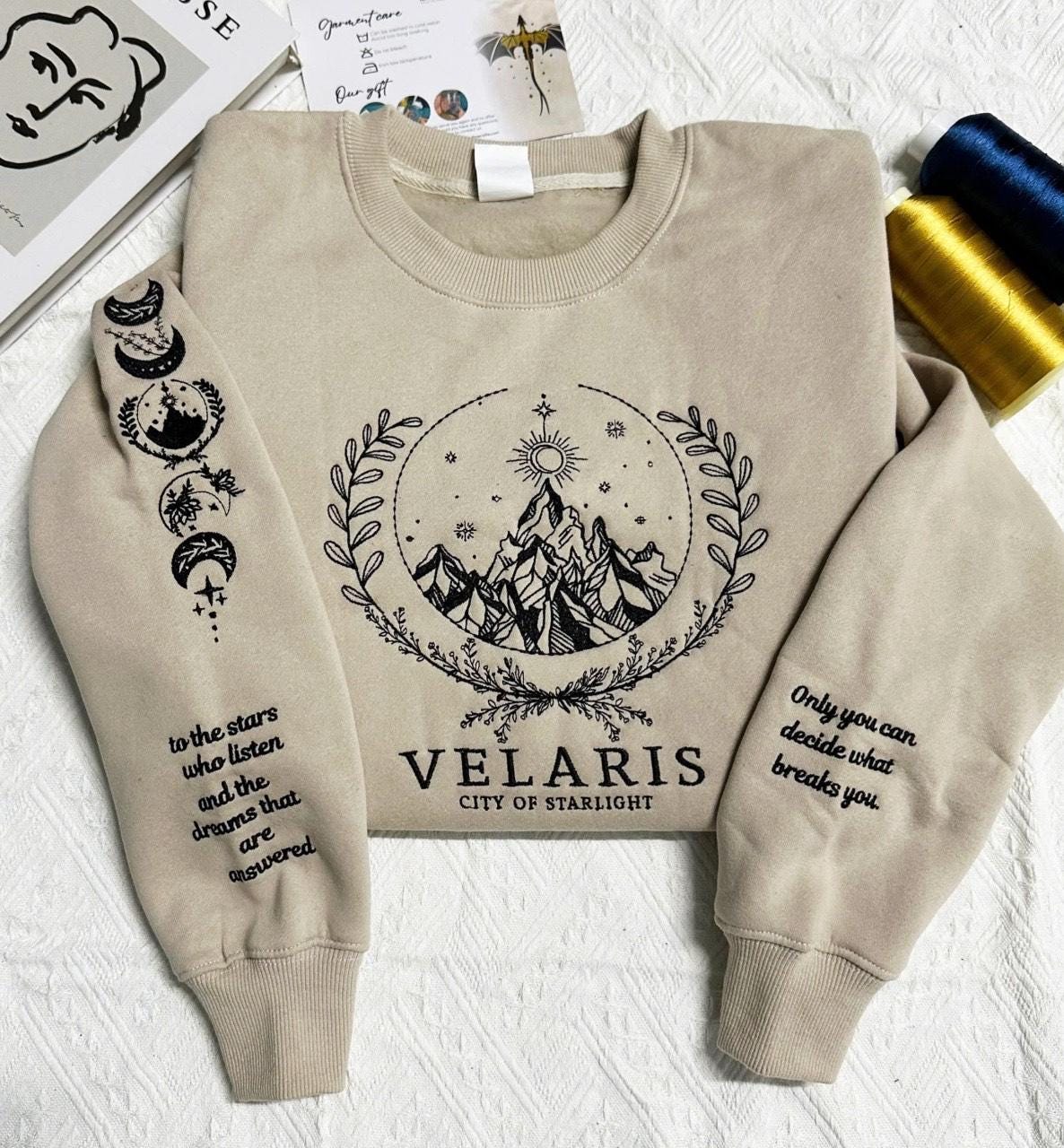 Velaris embroidered sweatshirt, Velaris City Of Starlight Embroidered Shirt, The Night Court Shirt, SJM sweater, City of Starlight, ACOTA