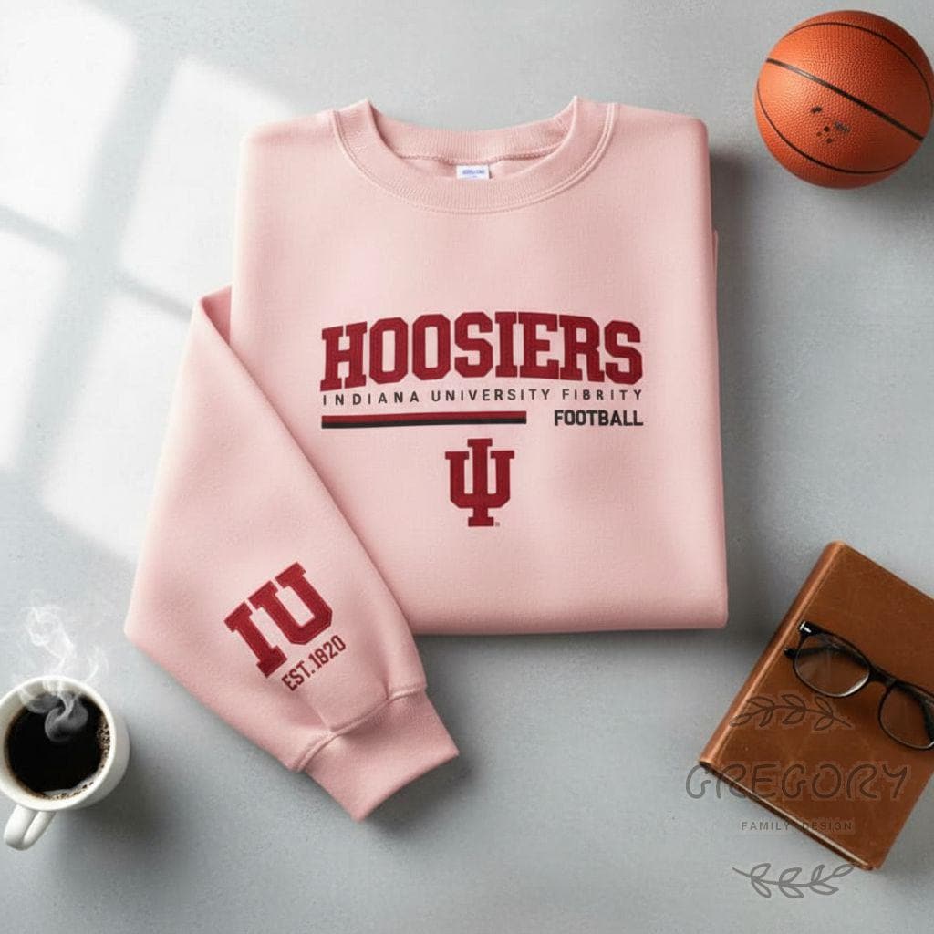 Embroidered IU Hoosiers Sweatshirt, Indiana Hoosiers Shirt, Indiana State Pride Apparel, College Football Gameday Shirt, Football Lover Gift