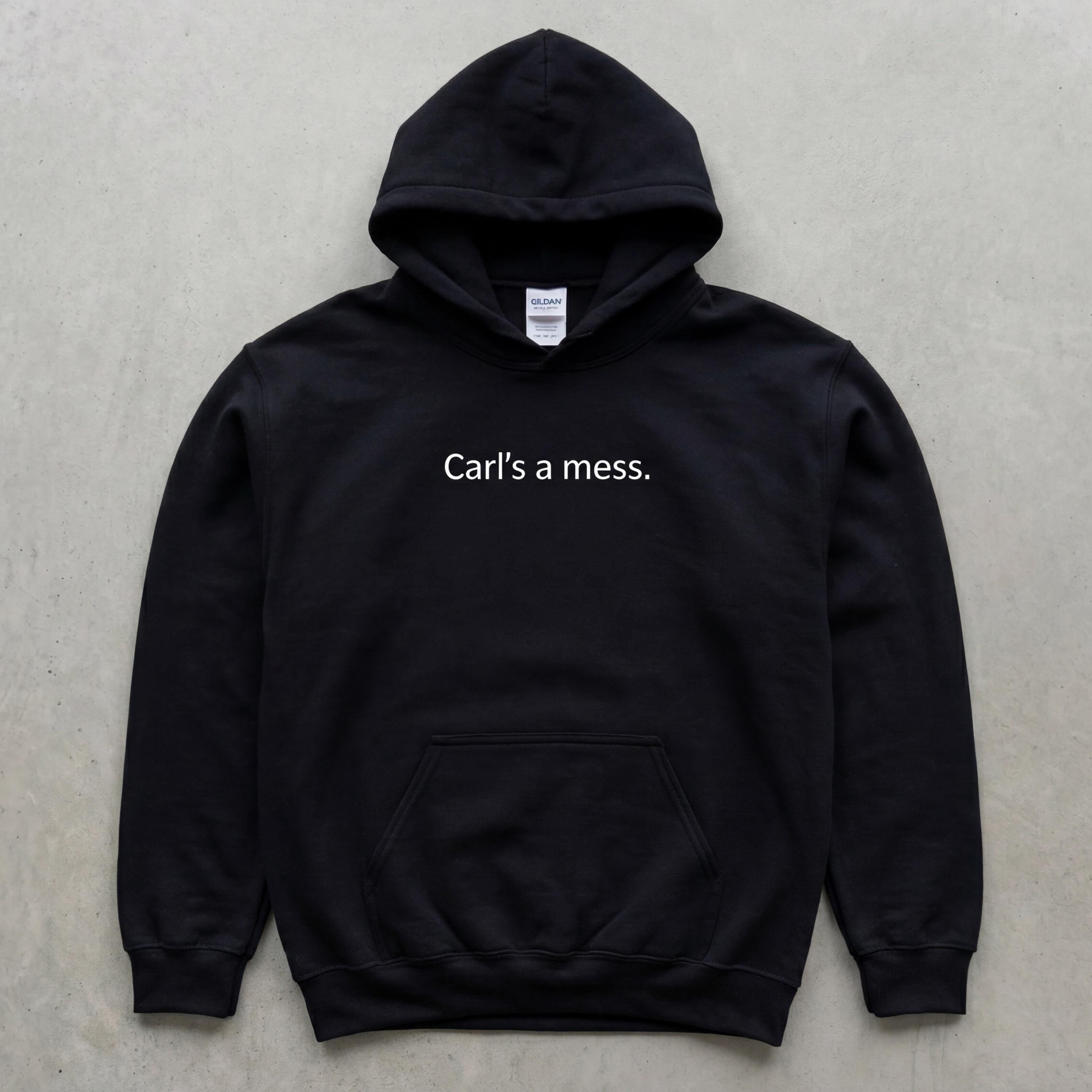 Carls a Mess Embroidered Hoodie, Funny Reality Quote Sweatshirt, Minimalist Unisex Casual Streetwear, Soft Shirt Style Gift for Fans