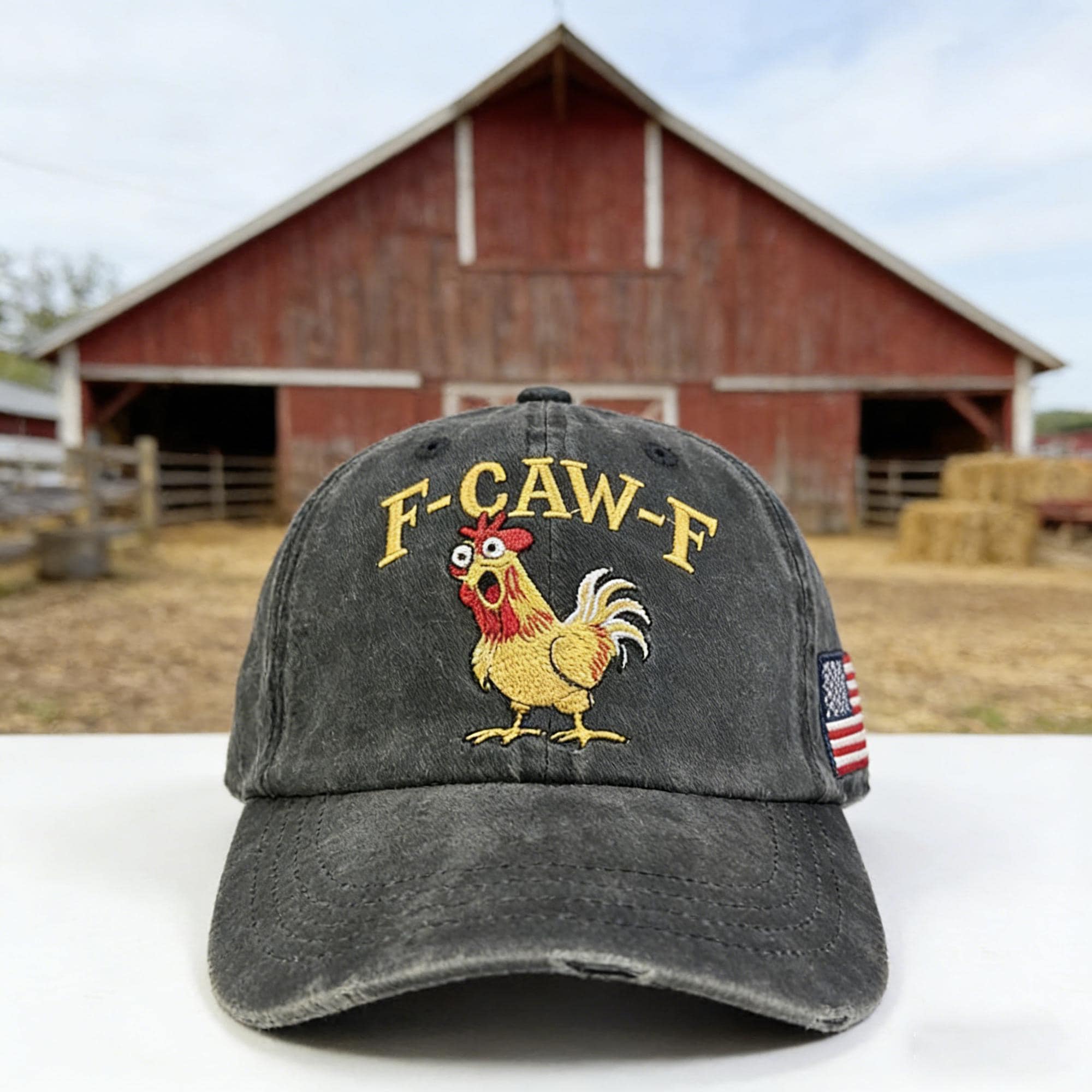 Vintage Rooster Embroidered Baseball Cap – F Caw F Style Adjustable Soft Washed Unisex Hat