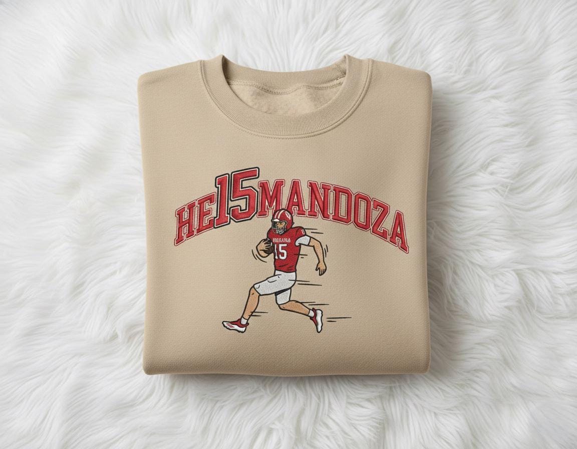 Mandoza 15 Indiana Football Embroidered 2026 National Champs Sweatshirt, Trendy New Game Day TShirt, Unisex Clothing For Man, Woman Hoodie