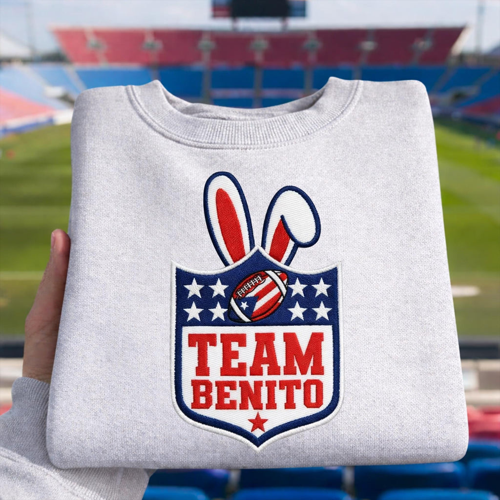 Embroidered Team Benito Football Sweatshirt – Game Day Shirt, Football Fan Sports Gift, Unisex Hoodie for Men & Women, Bowl Game 2026