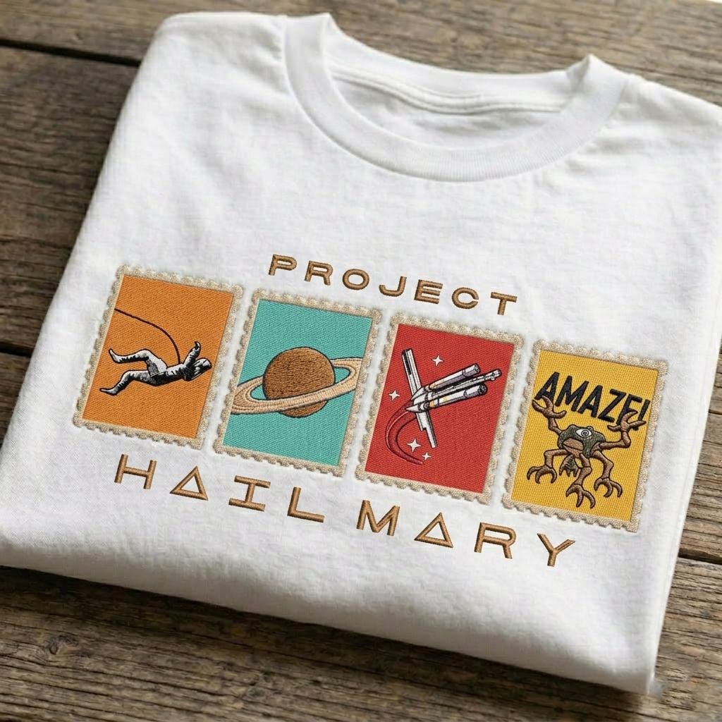 Project Hail Mary Embroidered Sweatshirt, Space Explorer Sci Fi Embroidery Tee, Astronomy Novel Fan, Science Nerd Gift, Bookish Space Lover