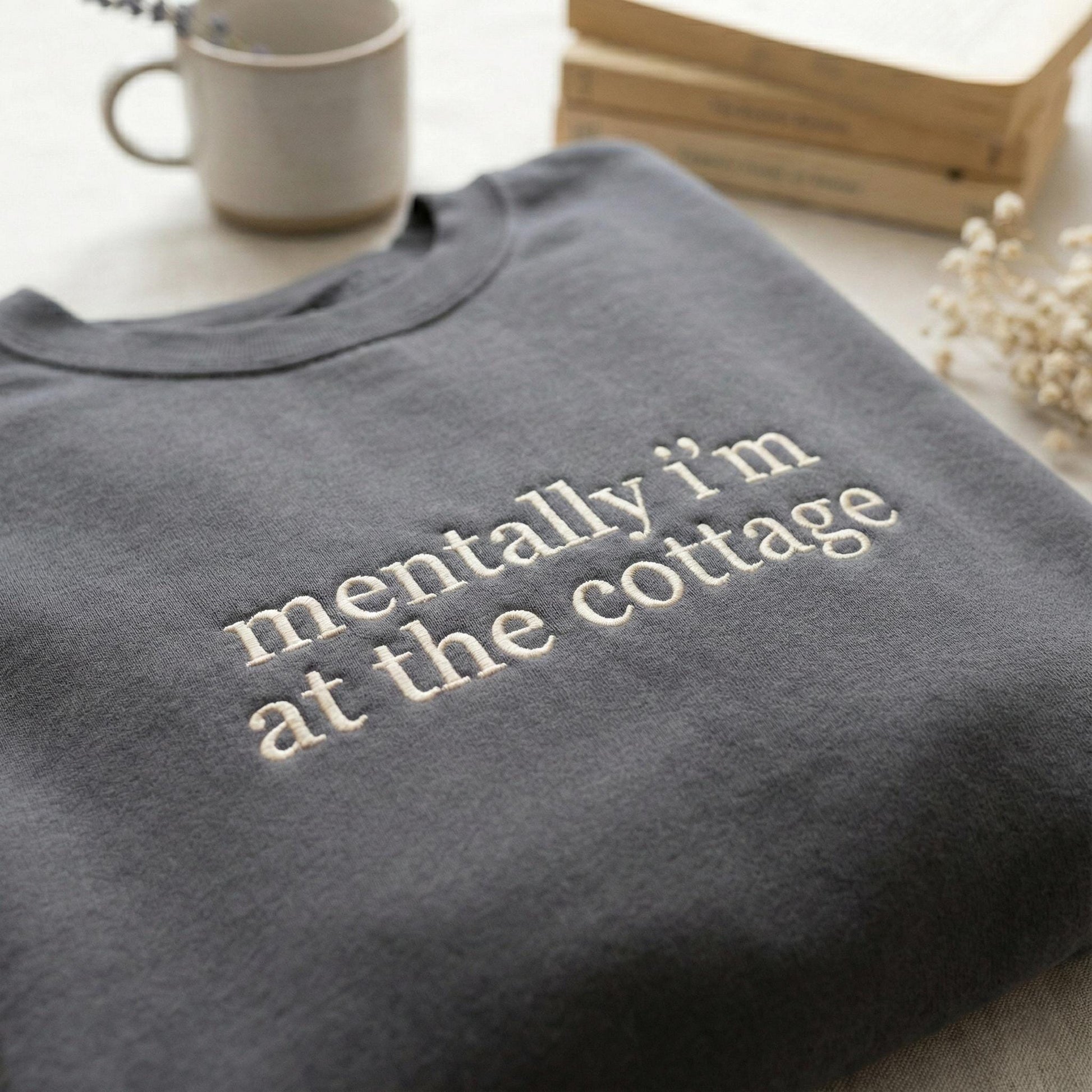 Embroidered “Mentally I’m At The Cottage” Sweatshirt – Hockey Romance LGBT Crewneck, Heated Rivalry Movie Shirt, Hockey Fan Gift