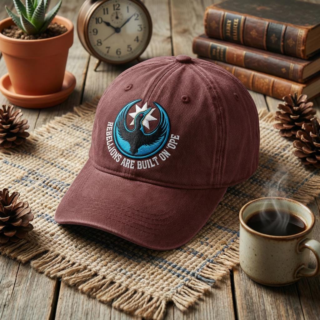 Embroidered Rebellions Are Built On Hope Hat, Minnesota Rebel Alliance Political Hat, MN State Bird Loon Protest + Resistance Hat