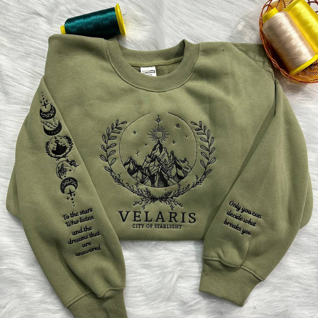 Velaris Embroidered Sweatshirt, Velaris City Of Starlight Embroidered Hoodie, City of Starlight, SJM sweater, The Night Court Shirt, ACOTAR Shirt