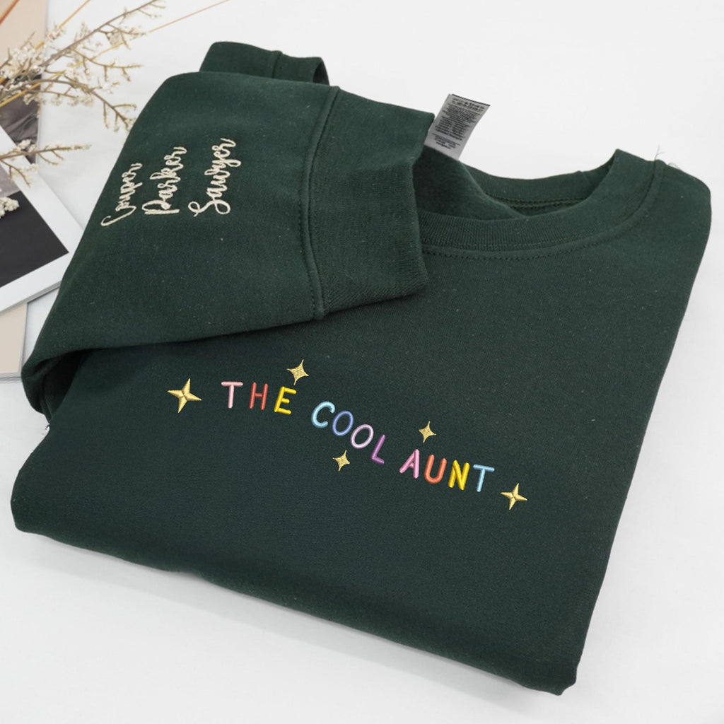 Embroidered The Cool Aunt T-Shirt, Favorite Aunt Shirt, Best Aunt Gift from Niece or Nephew, New Aunt Tee, Funny Aunt Shirt, Future Aunt Gift