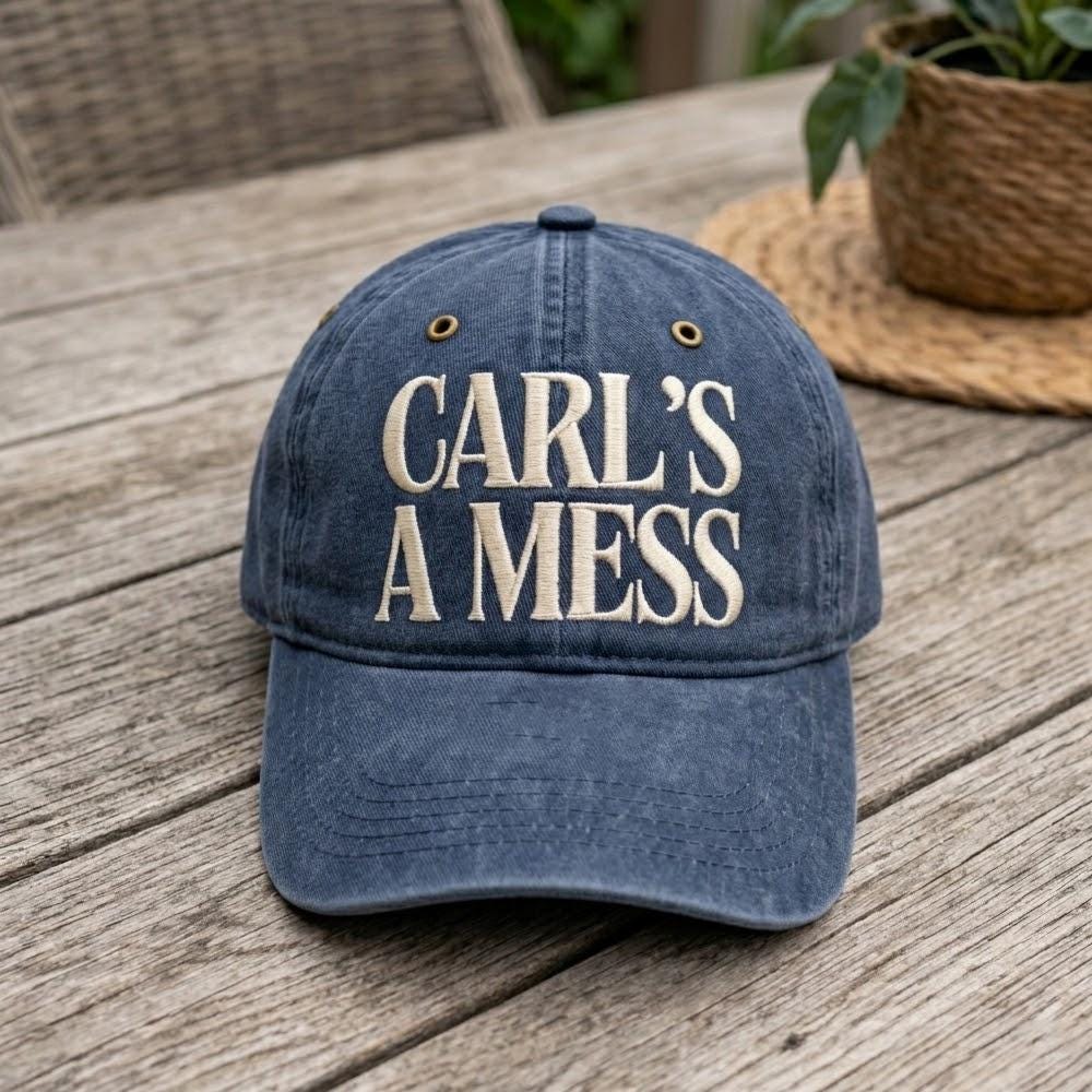 Embroidered Carl’s a Mess Washed Cotton Dad Hat – Funny Reality TV Inspired Cap, Vintage Summer Hat, Trendy Gift for Men & Women