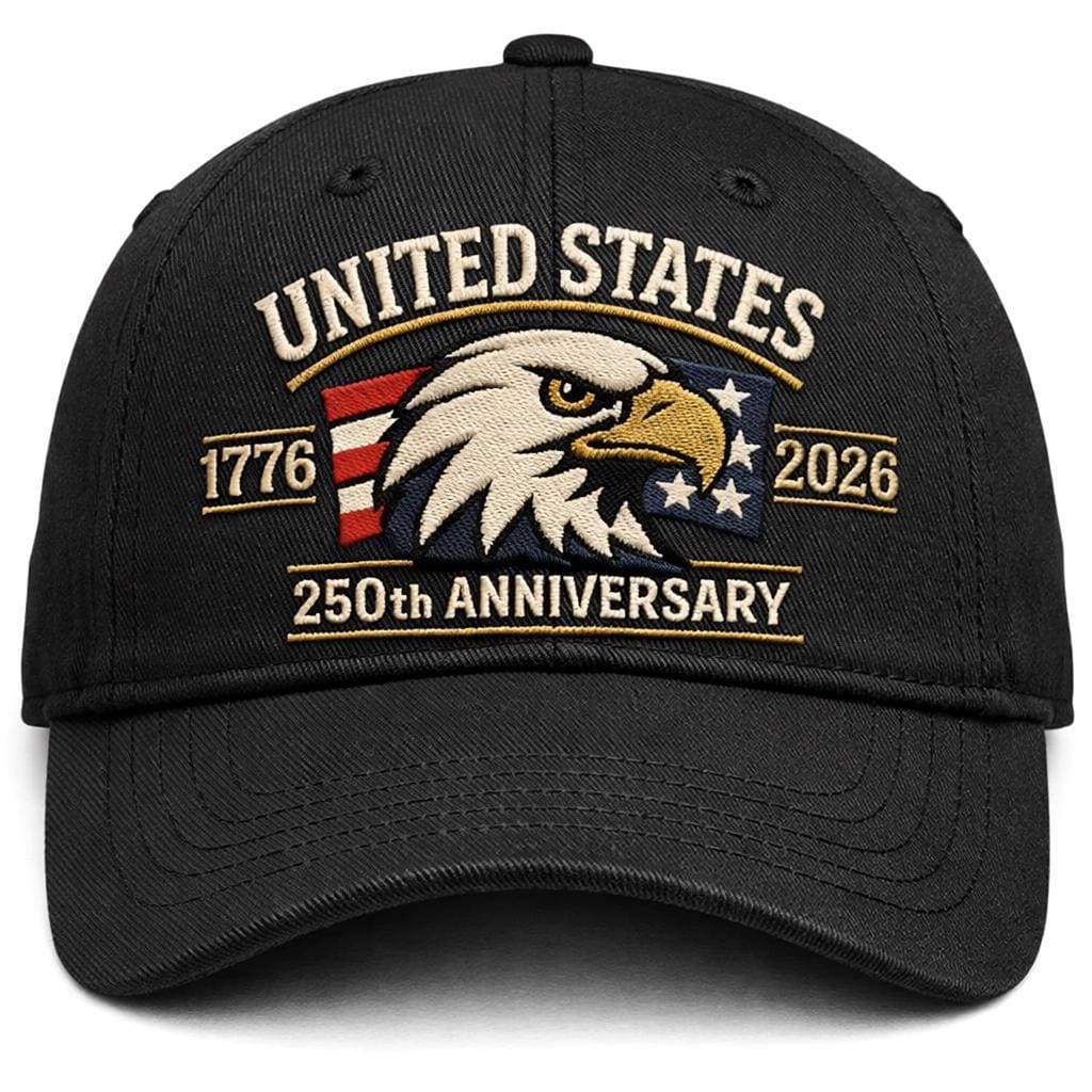 Custom United States 250th Anniversary Embroidered Cap Patriotic Eagle Independence Gift