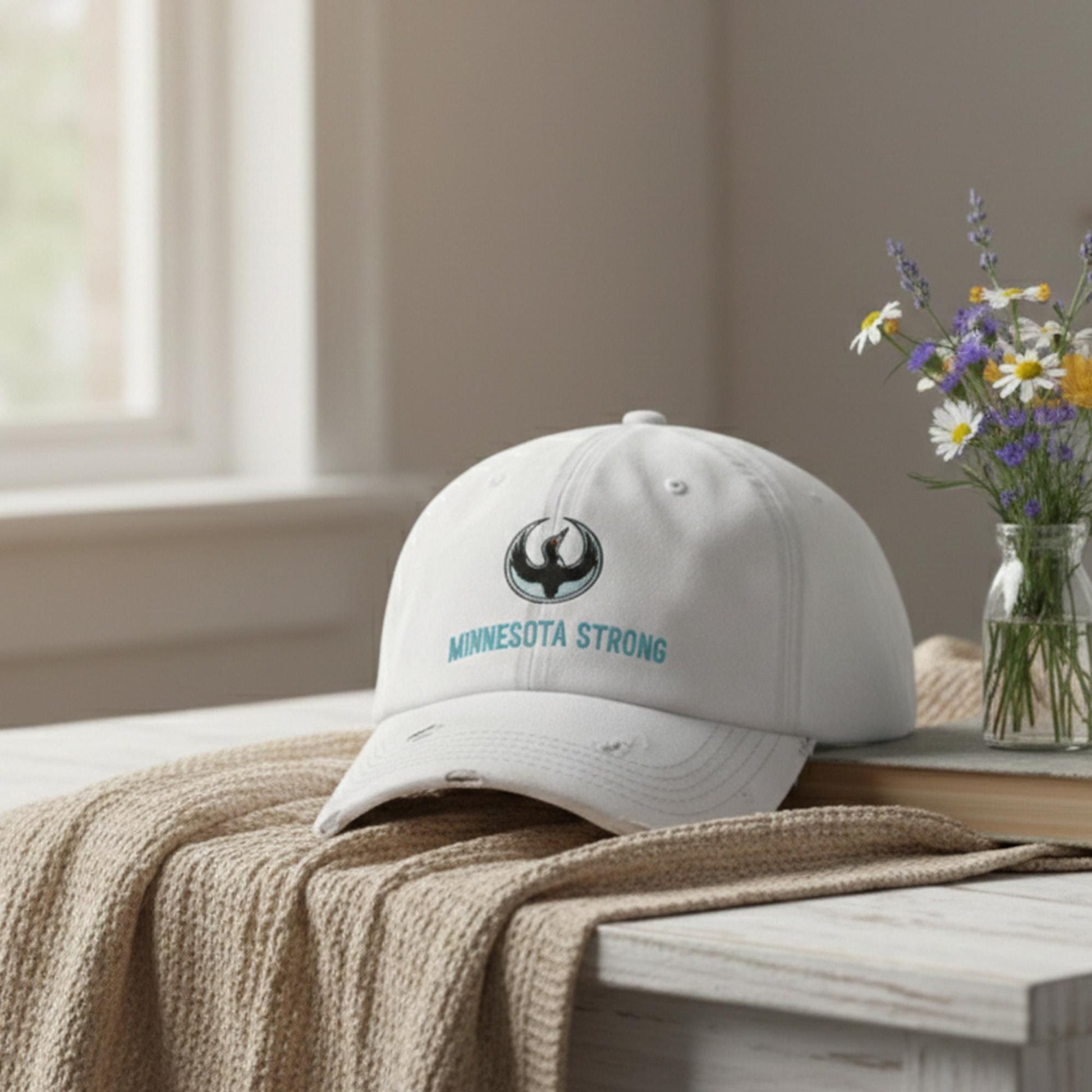 Embroidered Rebel Loon Washed Hat, Minnesota Strong Political Protest Cap, MN State Bird Loon Gift