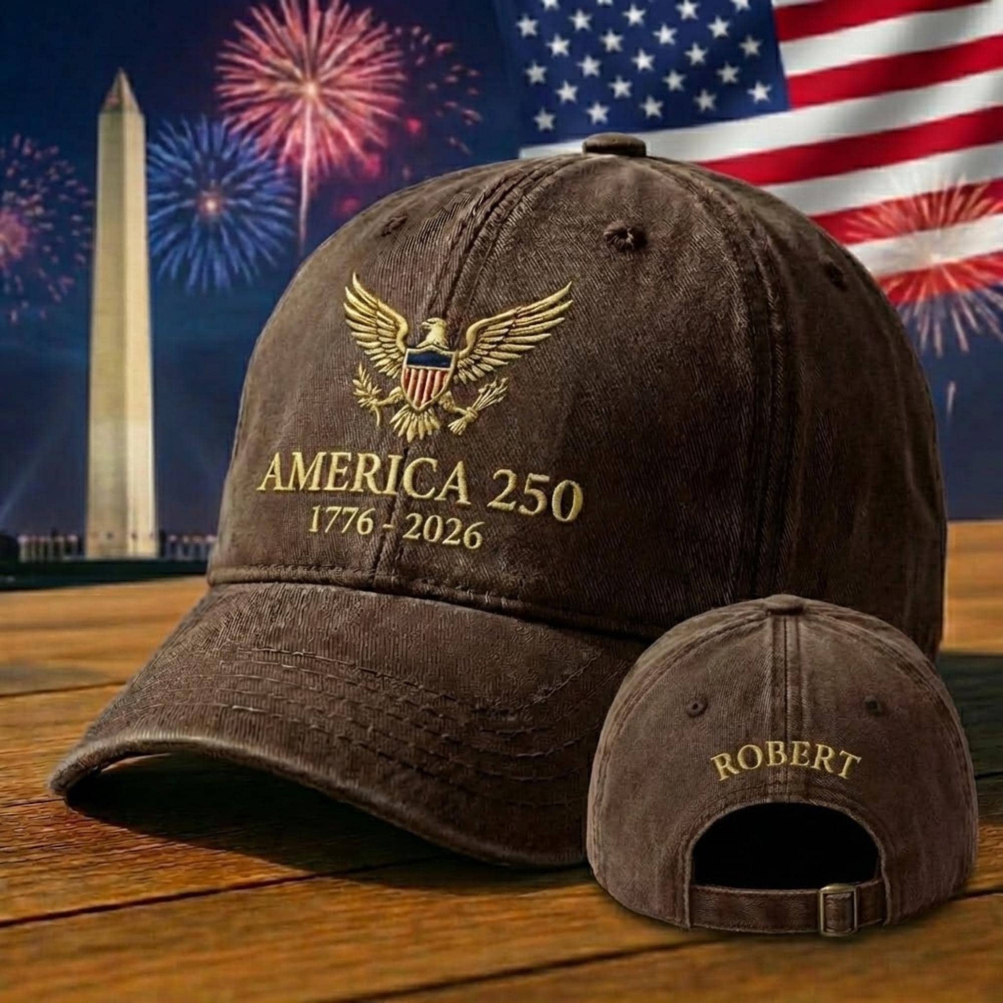 Custom Name America 250 Hat 1776–2026, USA 250th Anniversary Embroidered Cap, Patriotic Baseball Hat, Semiquincentennial Gift, Veteran Cap