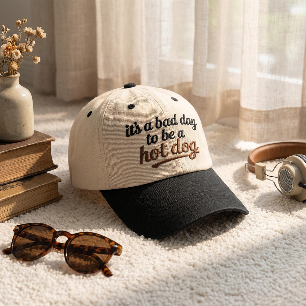 It’s a Bad Day to Be a Hot Dog Embroidered Hat, Funny Trucker Cap, Summer Gift
