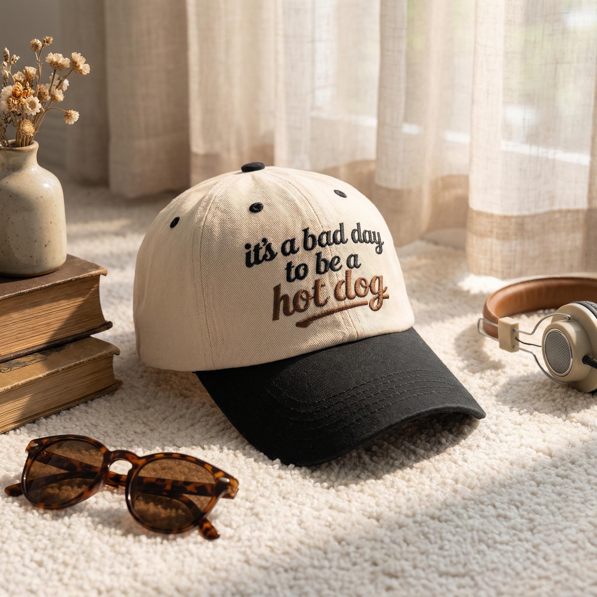 It’s a Bad Day to Be a Hot Dog Embroidered Hat, Funny Trucker Cap, Summer Gift