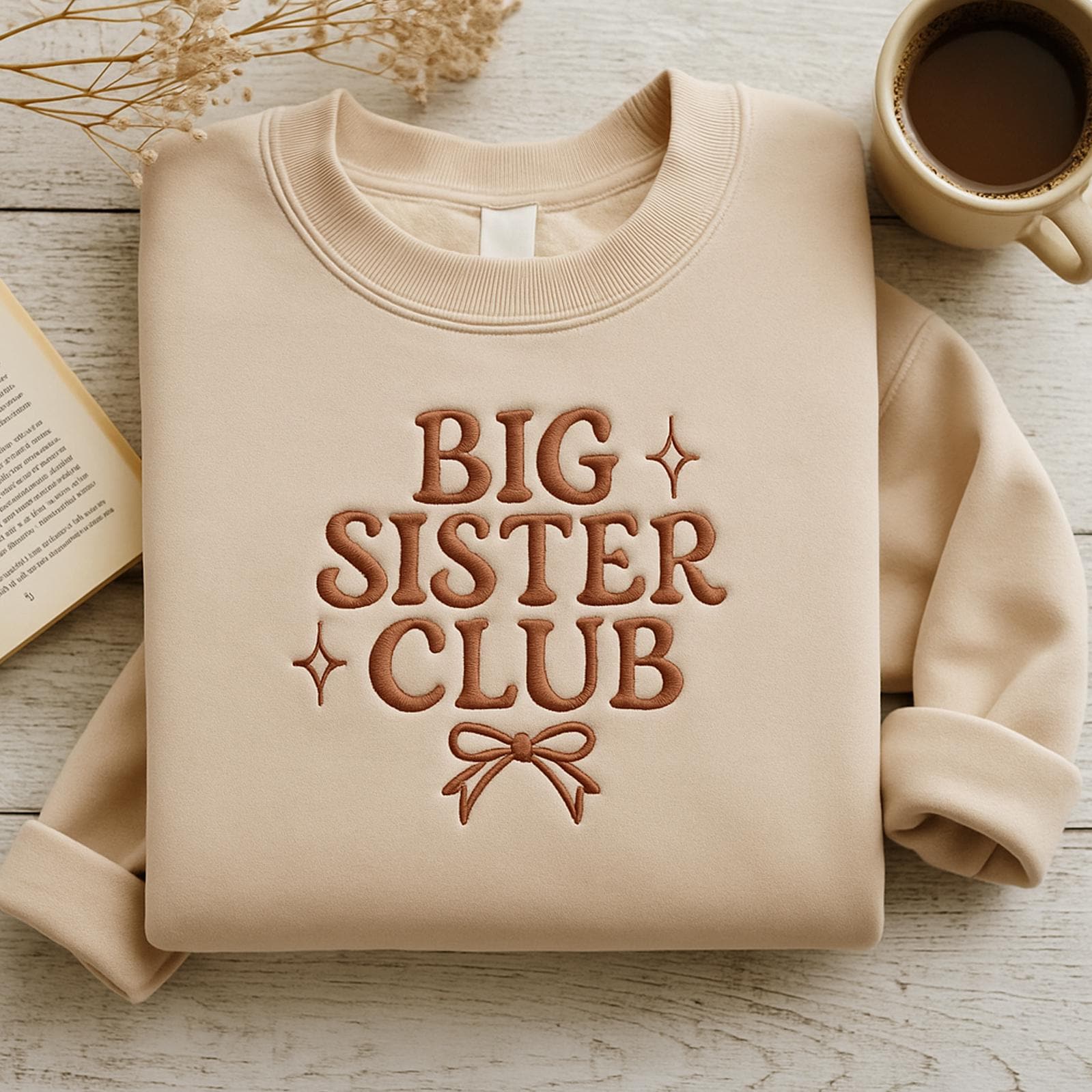 Big Sister Club Embroidered Sweatshirt – Sibling Announcement Outfit