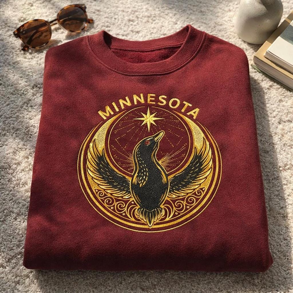 Embroidered Minnesota Rebel Alliance Sweatshirt, MN Loon Bird Protest Shirt, Gold Political Design, Resistance Graphic Tee