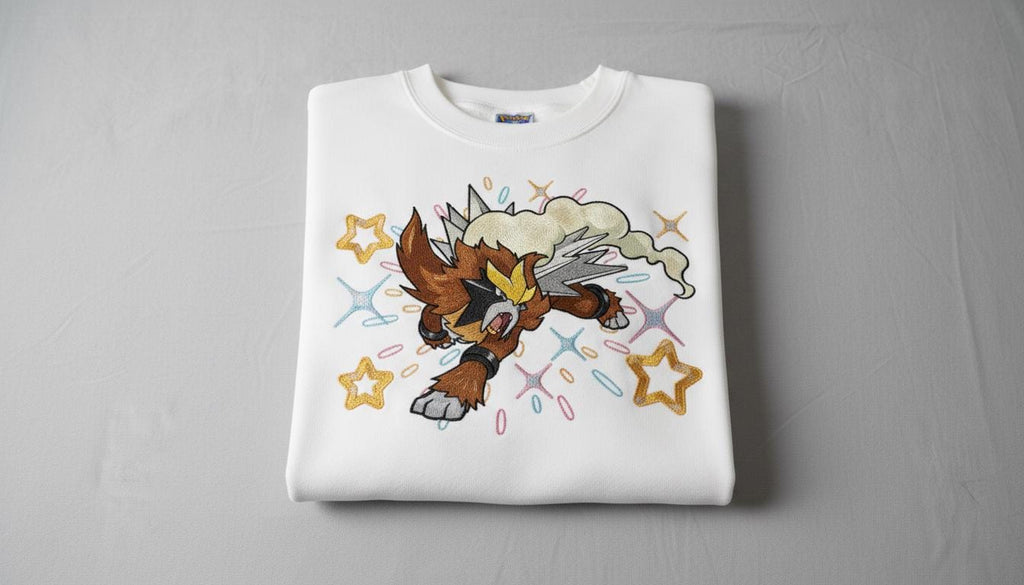 Entei Embroidered T-Shirt, Pokemon Character Embroidery Sweater, Snorlax Anime Embroidery Hoodie, Fashion Clothing, Gift For Her