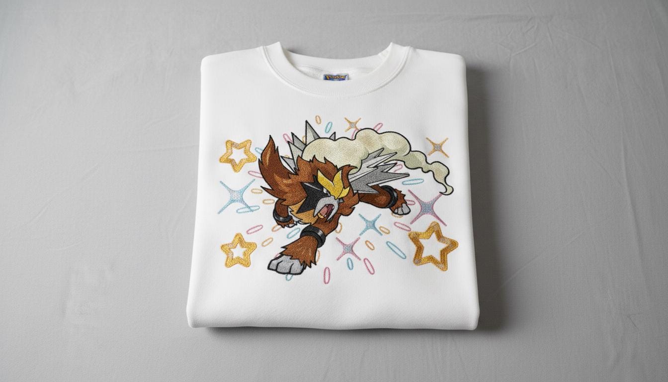 Entei Embroidered T-Shirt, Pokemon Character Embroidery Sweater, Snorlax Anime Embroidery Hoodie, Fashion Clothing, Gift For Her