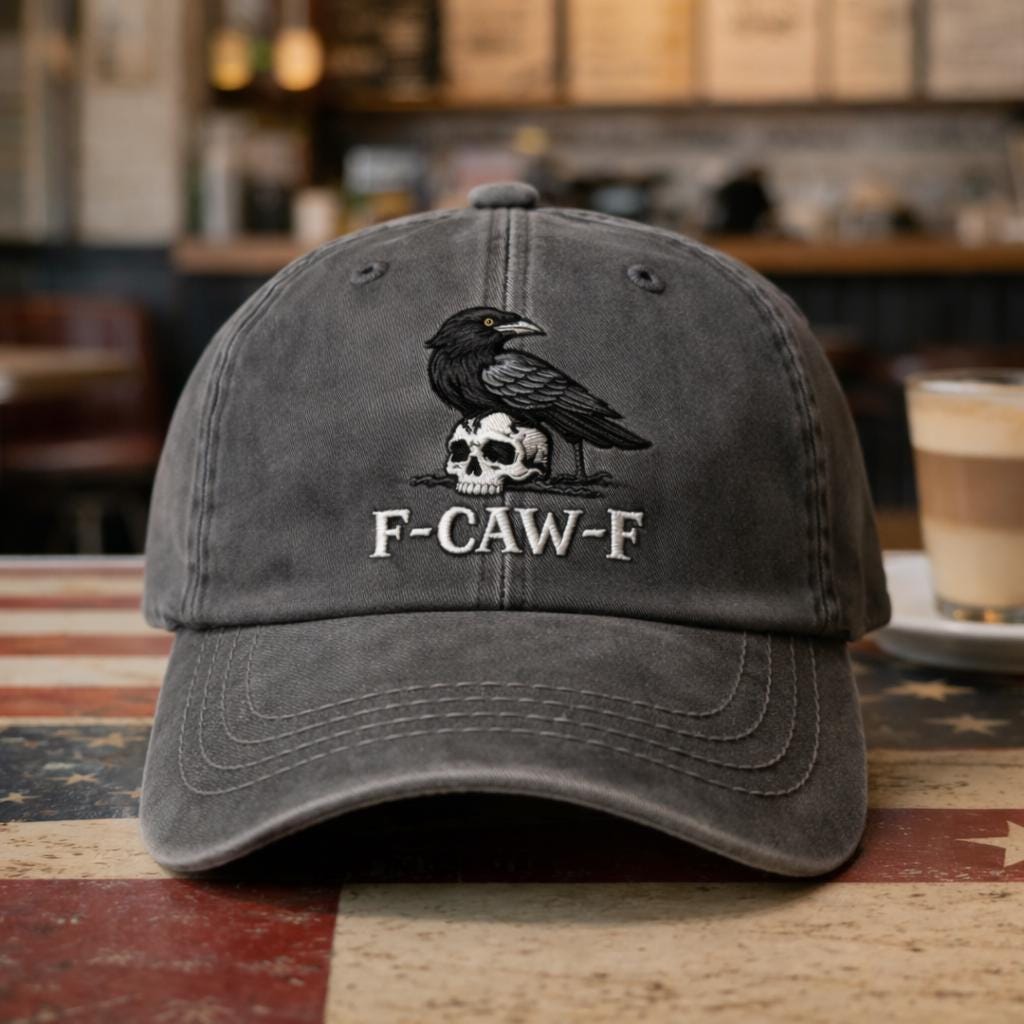 F-CAW-F Embroidered Dad Hat, Funny Black Crow Cap, Edgy Vintage Baseball Hat, Quirky Streetwear Gift