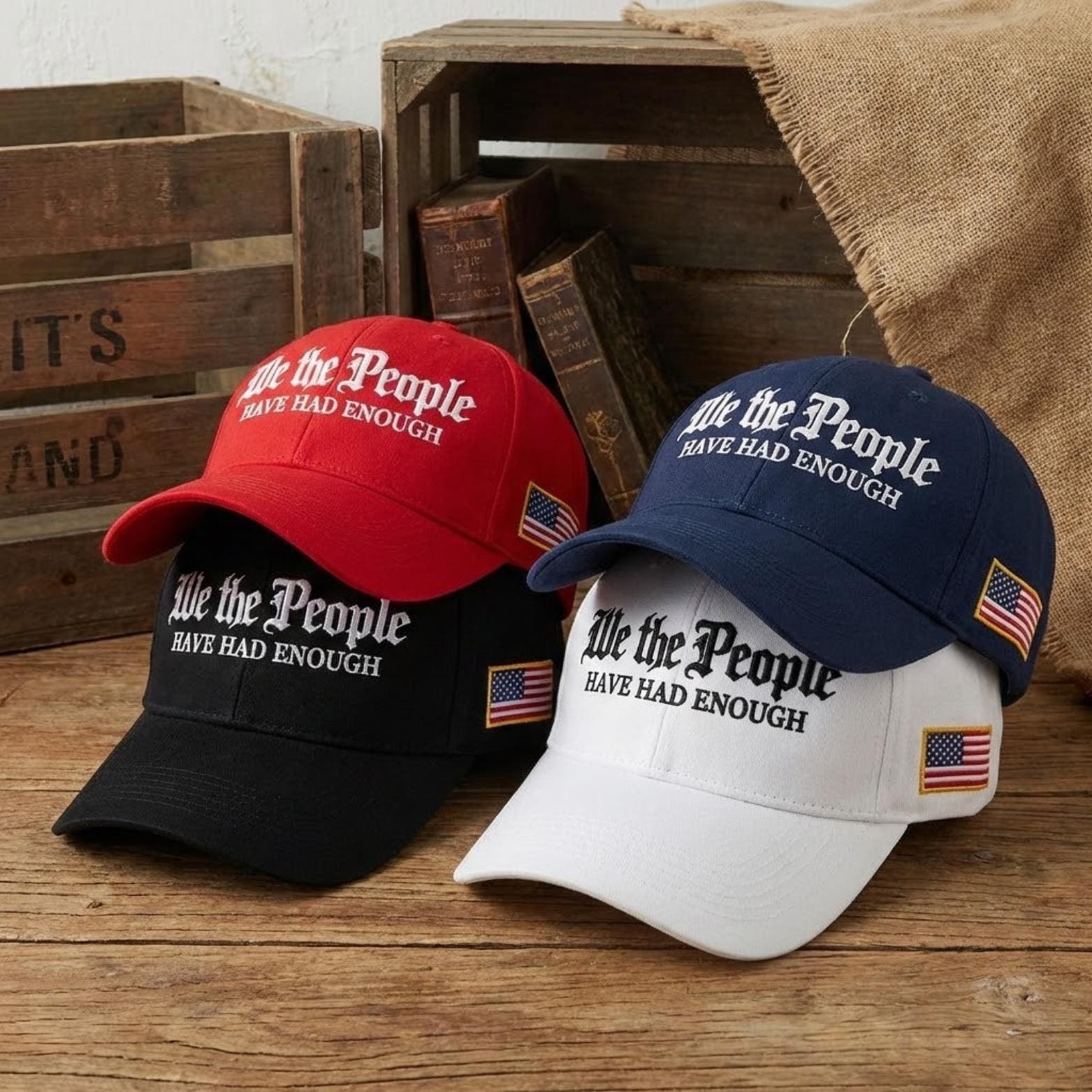 We The People Have Had Enough Wash Hat, Embroidered Dad Cap, Distressed Constitution USA Baseball Hat, Vintage American Pride History Gift