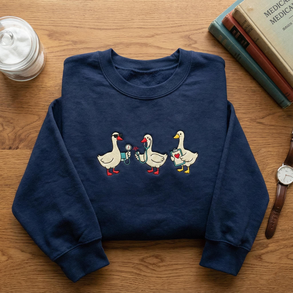 Embroidered Scrub Life Goose Sweatshirt, Nurse Hoodie, Medical Student Crewneck, Doctor Vet Tech Gift, Healthcare Humor Top