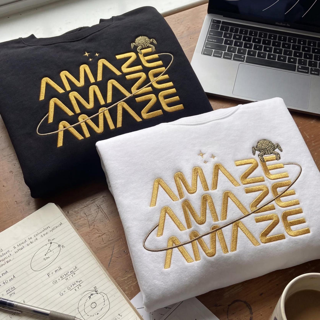 Embroidered Amaze Amaze Amaze Sweatshirt, Funny Space Quote Shirt, Project Hail Mary Rocky Inspired Sci Fi Men Shirt, Rocky Inspired Gift