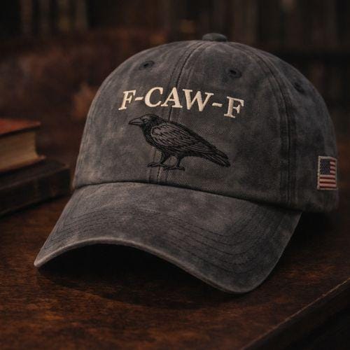 F-CAW-F Embroidered Dad Hat, Funny Black Crow Cap, Edgy Vintage Baseball Hat, Quirky Streetwear Gift