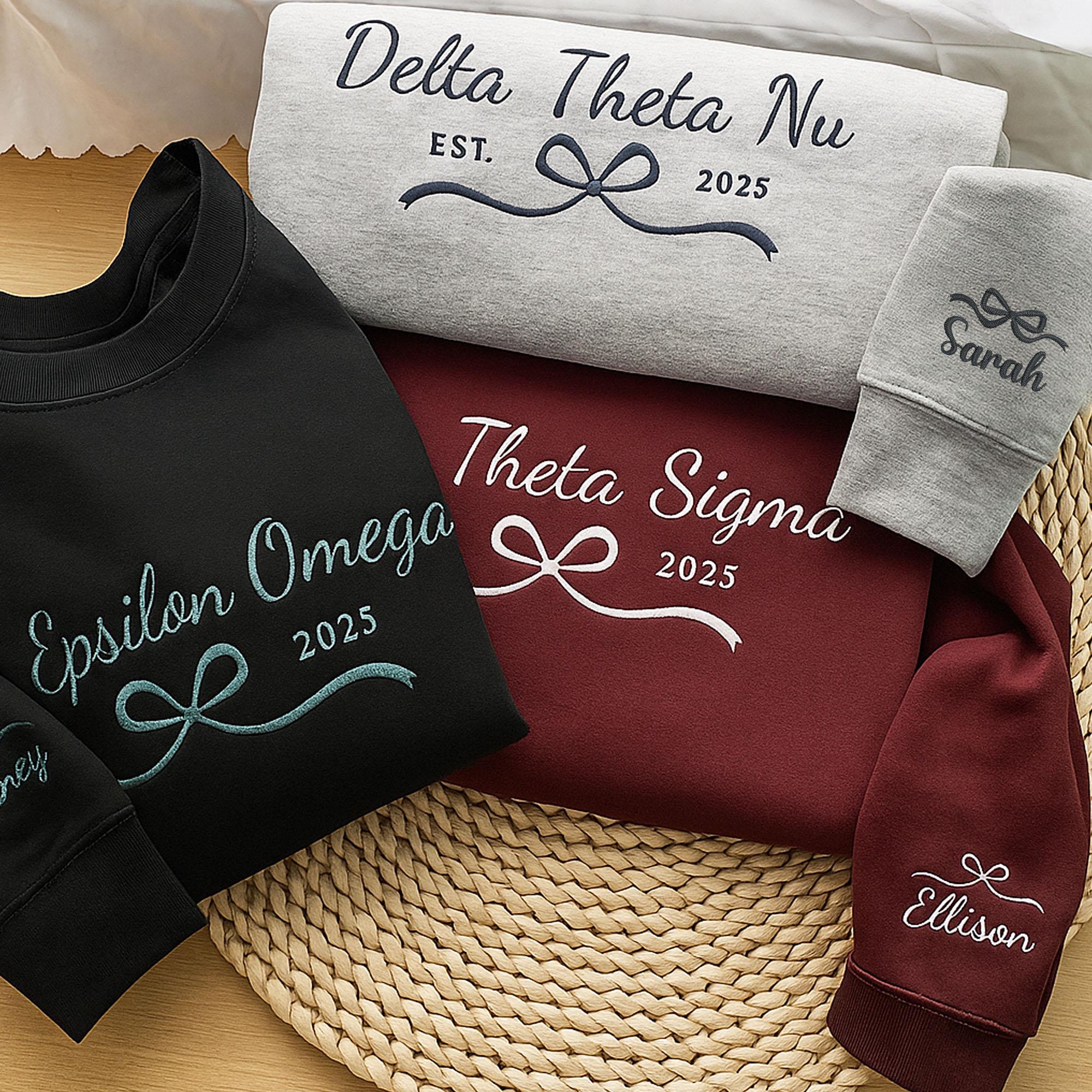 Custom Embroidered Girl's Trip 2025 Sweatshirt, Coquette Bow Shirt, Coquette Sorority Hoodie, Besties Gifts For Her, Gift For Girl