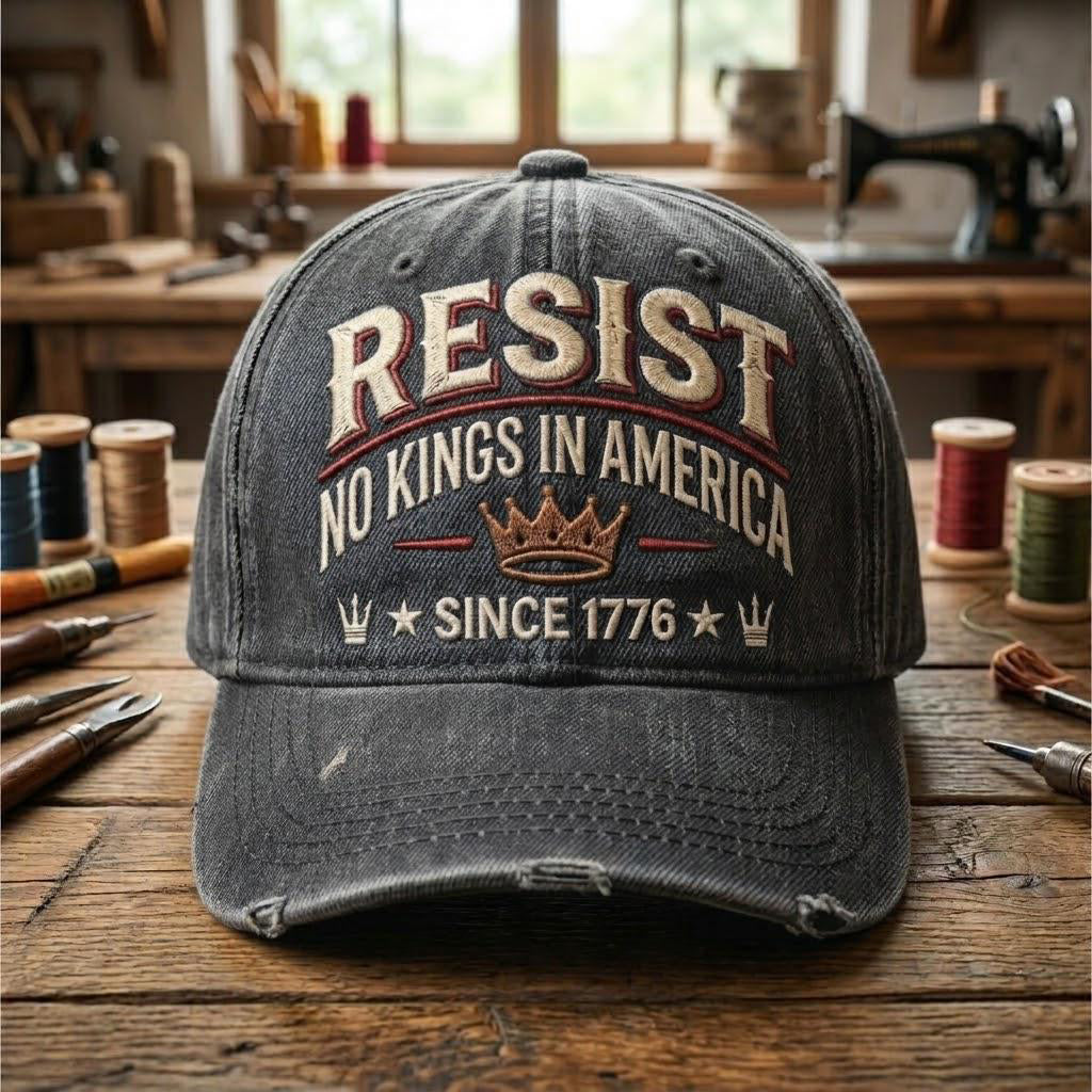 Embroidered No Kings in America Hat, RESIST Protest Cap, Political Statement Hat Since 1776, No Kings Baseball Hat, Anti Monarchy Gift