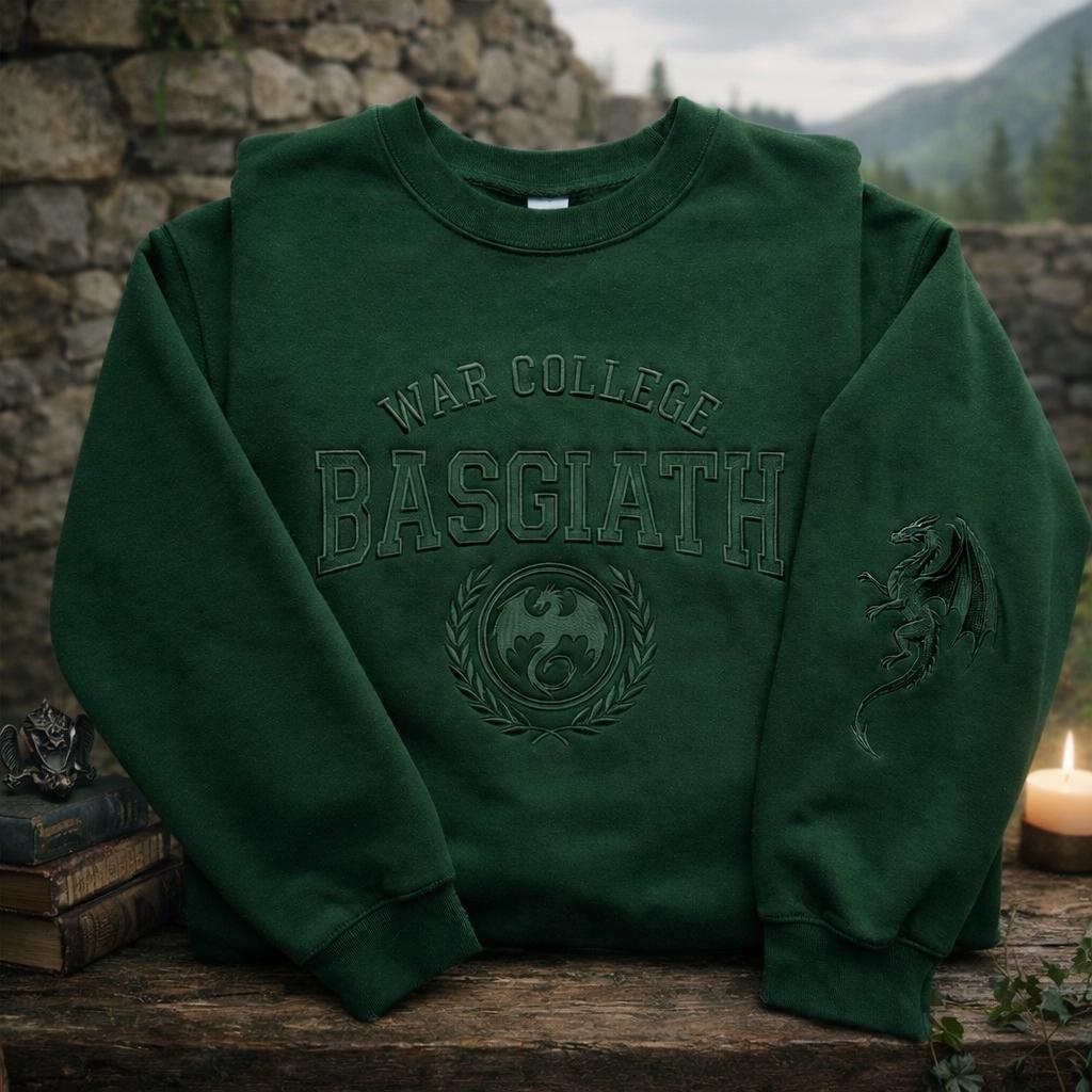 Basgiath War Collage Tone on Tone Embroidered Sweatshirt, Fantasy Book Shirt, Reader Sweatshirt, Fourth Wing Sweater, Book Dragon Sweatshirt