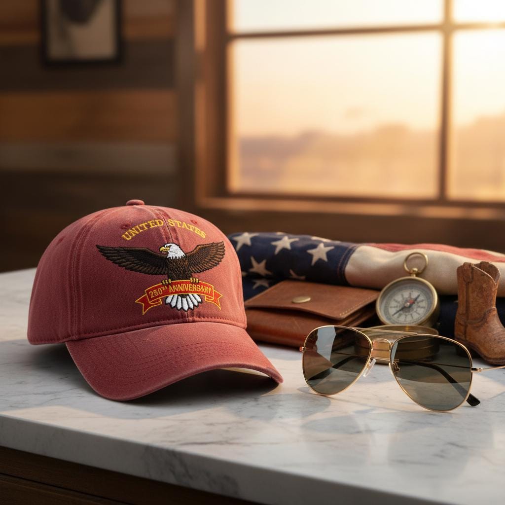 United States 250th Anniversary Patriotic Bald Eagle Embroidered Unstructured Dad Hat