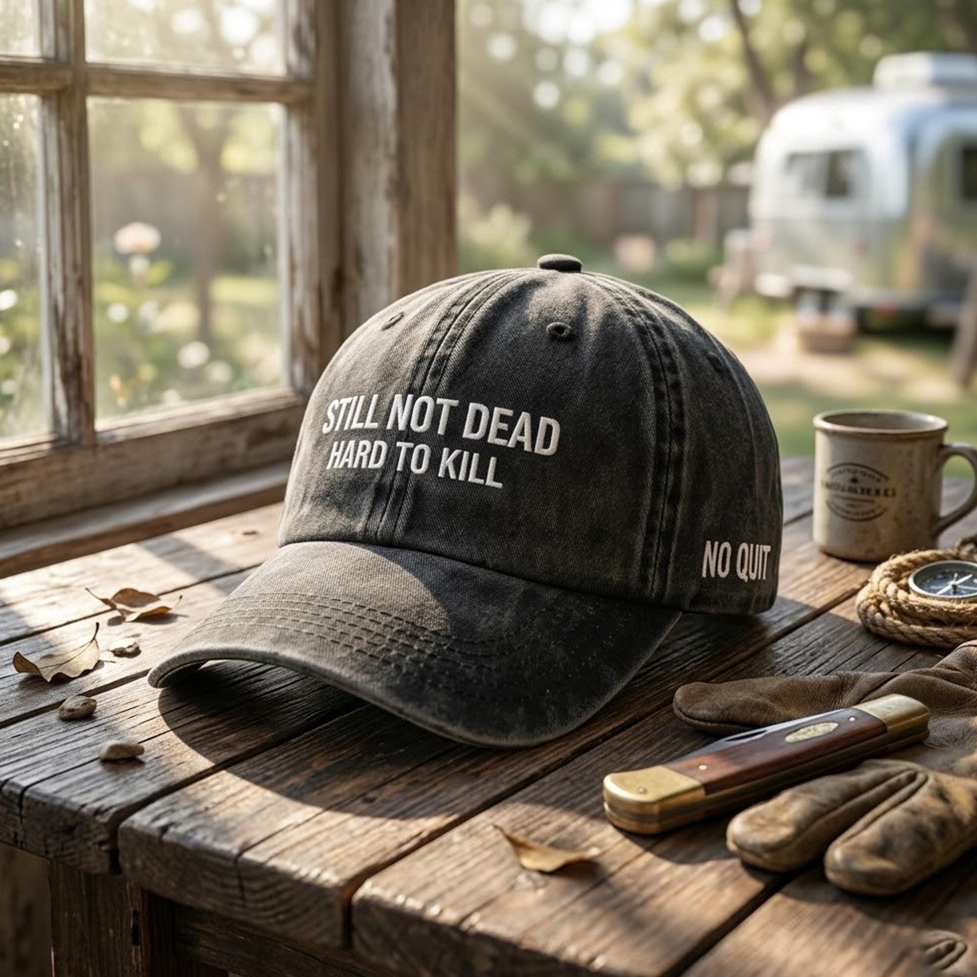 Still Not Dead Hard to Kill Vintage Cap, Funny Grandpa Birthday Gift, Veteran Dad Distressed Hat, Fathers Day Gift, Warrior Mens Gift Hat
