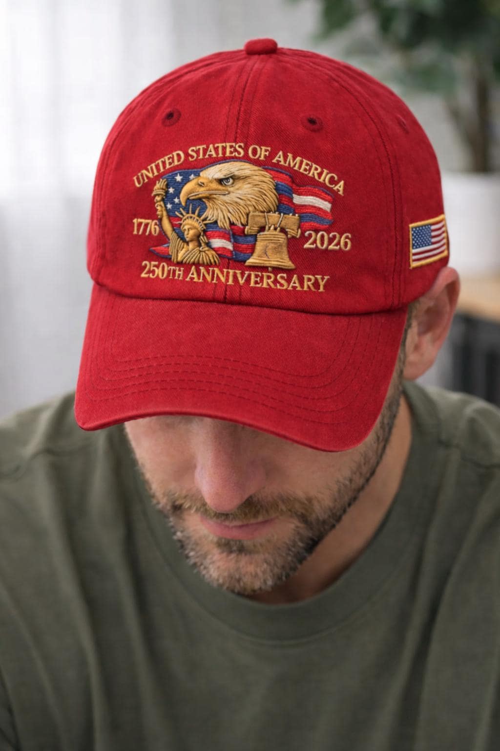 Embroidered 250th Anniversary Eagle Hat – Patriotic Eagle Embroidered Hat, Personalized Patriotic Cap
