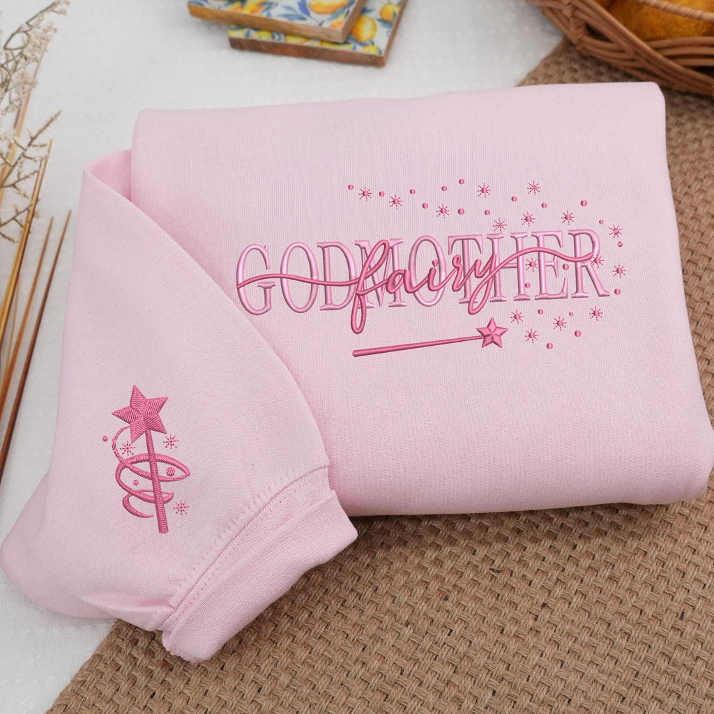 Embroidered Godmother Sweatshirt With Kid Names, Godmother Proposal Gift