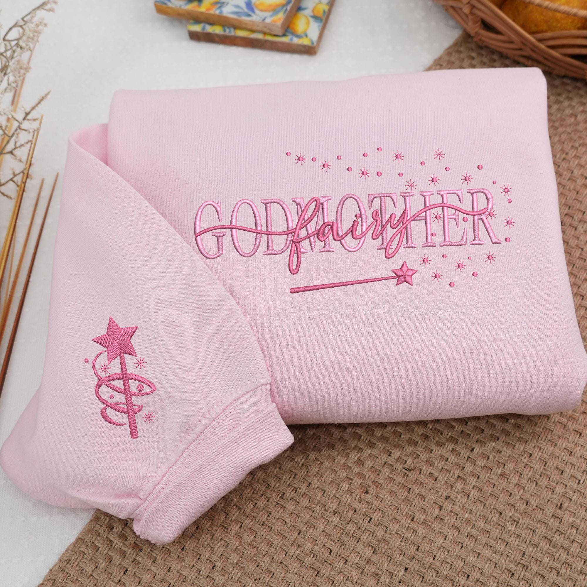 Embroidered Godmother Sweatshirt With Kid Names, Godmother Proposal Gift