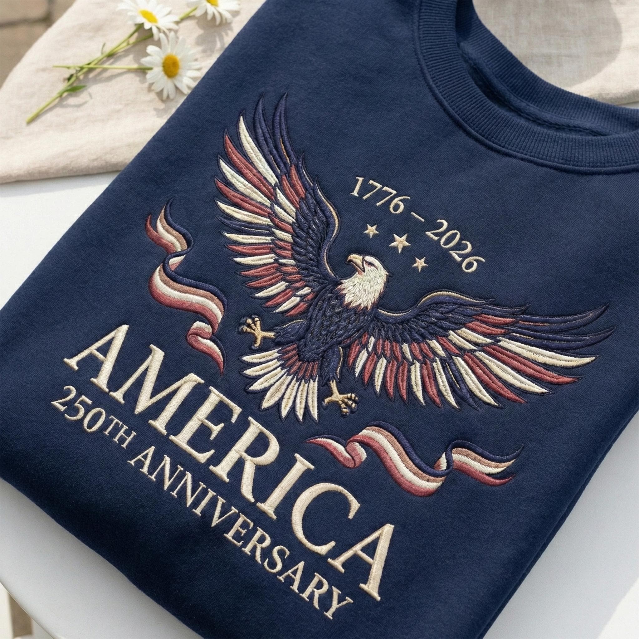 Embroidered Patriotic Sweatshirt, Bald Eagle, 250th Anniversary