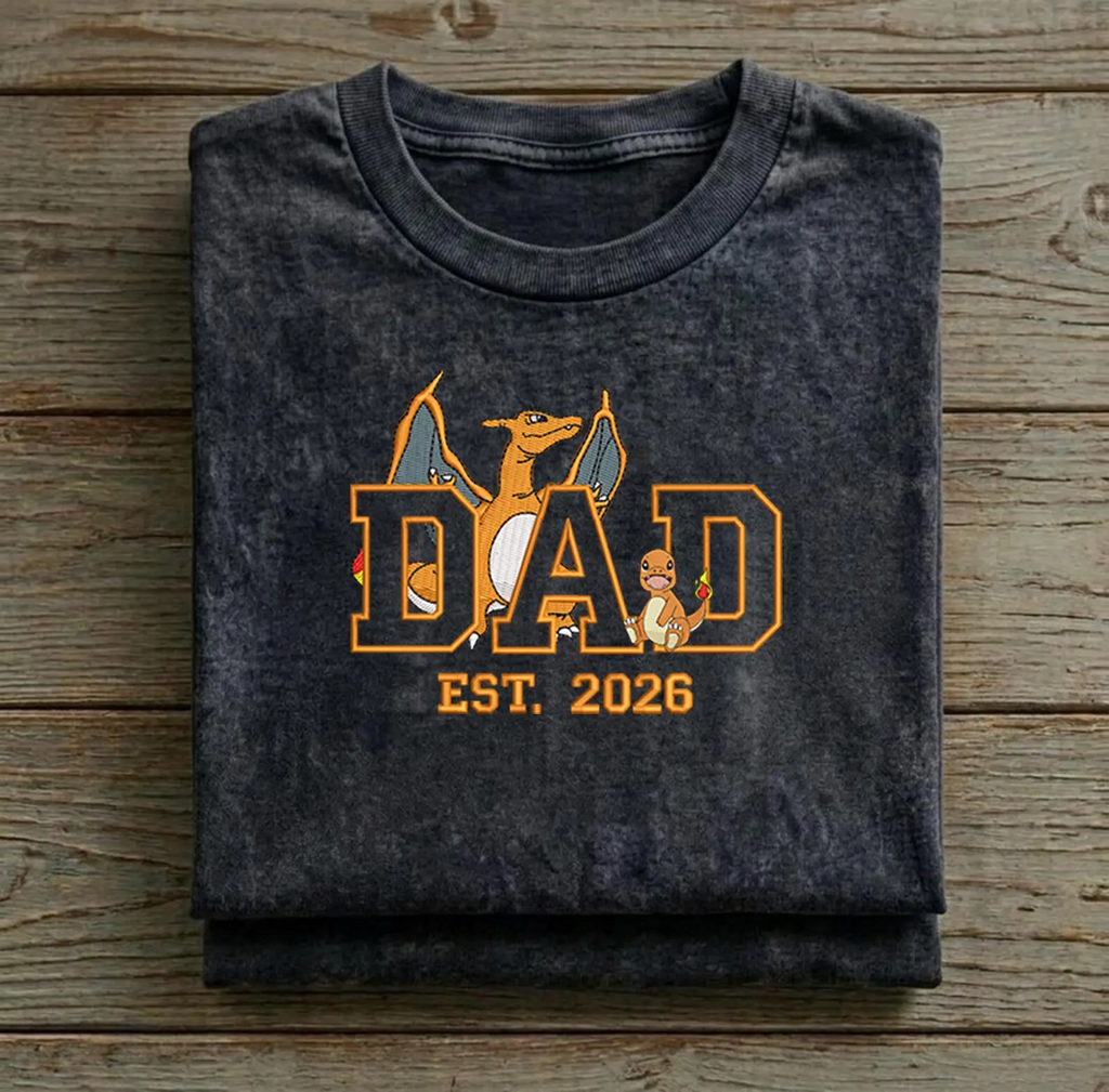 Custom Anime Dad Embroidered Shirt, Personalized First Father’s Day Gift