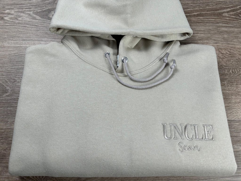 Custom Embroidered Uncle Hoodie, Brother's Baby Reveal Gift, Personalize with Uncle Name, Personalized Family Gift, Proud Uncle Sweatshirt