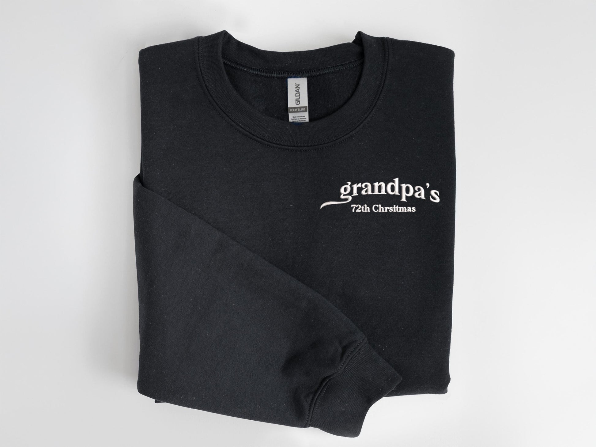 Grandpa’s Christmas Embroidered Sweatshirt, Personalized Holiday Crewneck, Custom Year Gift, Cozy Black Pullover